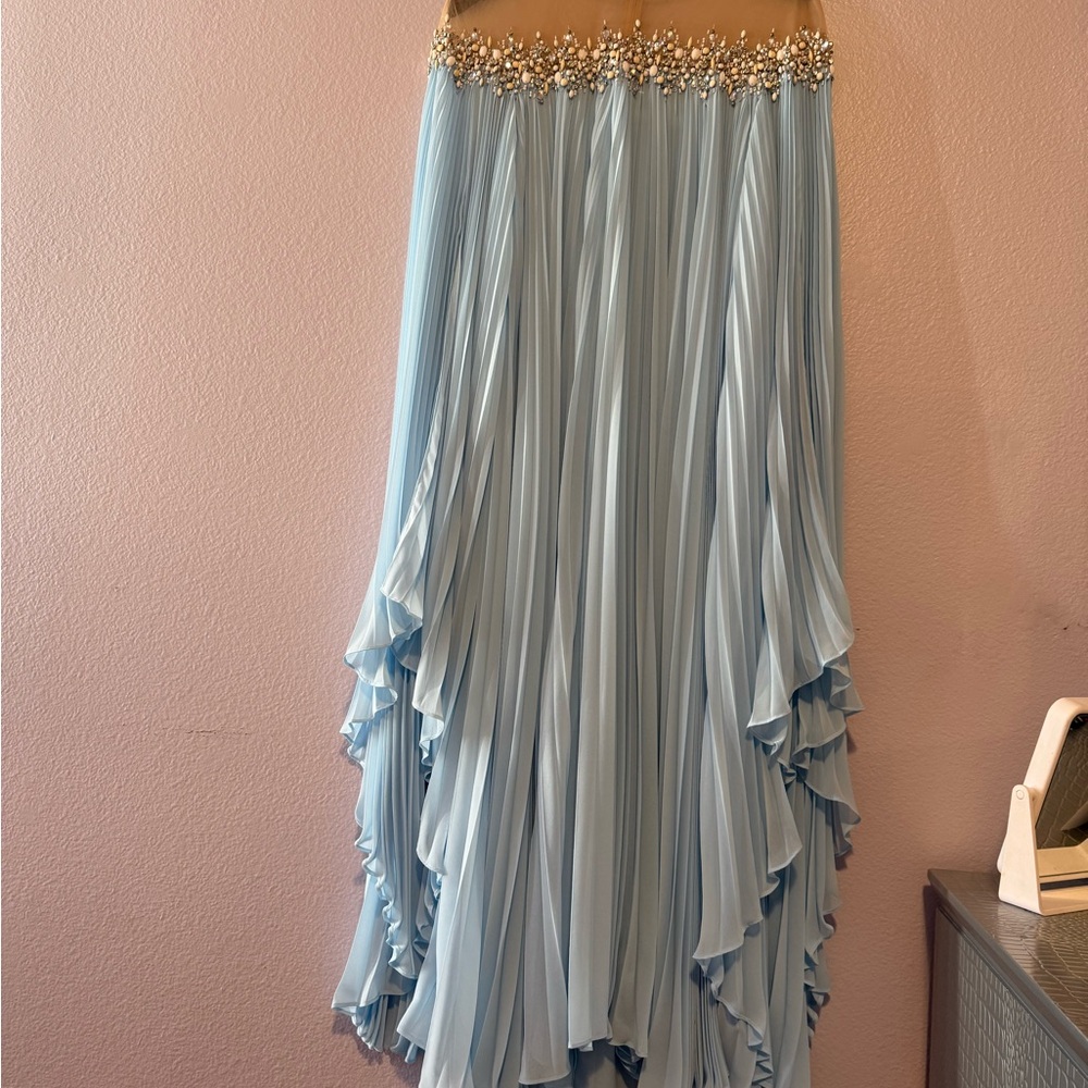 Elegant Blue Pleated Skirt